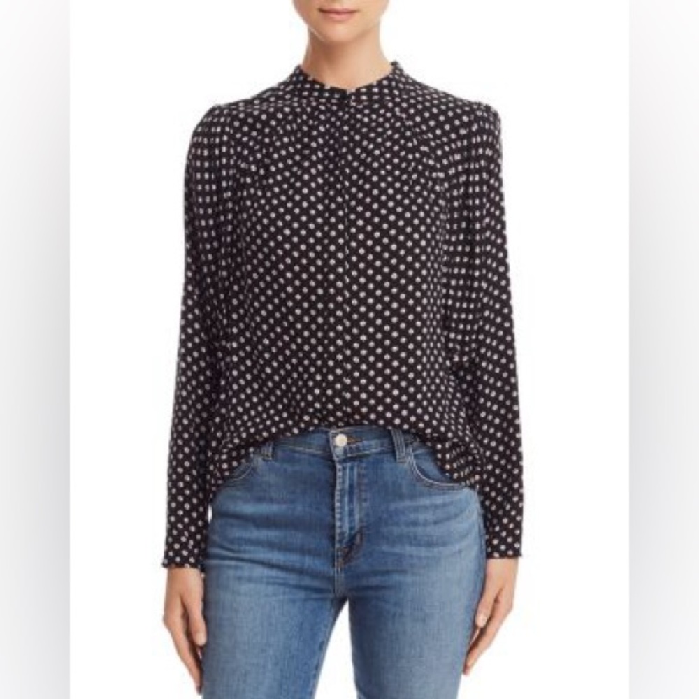 Joie Black Polka Dot Long-Sleeve Blouse